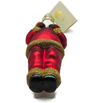 Patricia Breen Carry Me Santa Red Green Boy Glass Christmas Tree Ornament 980311