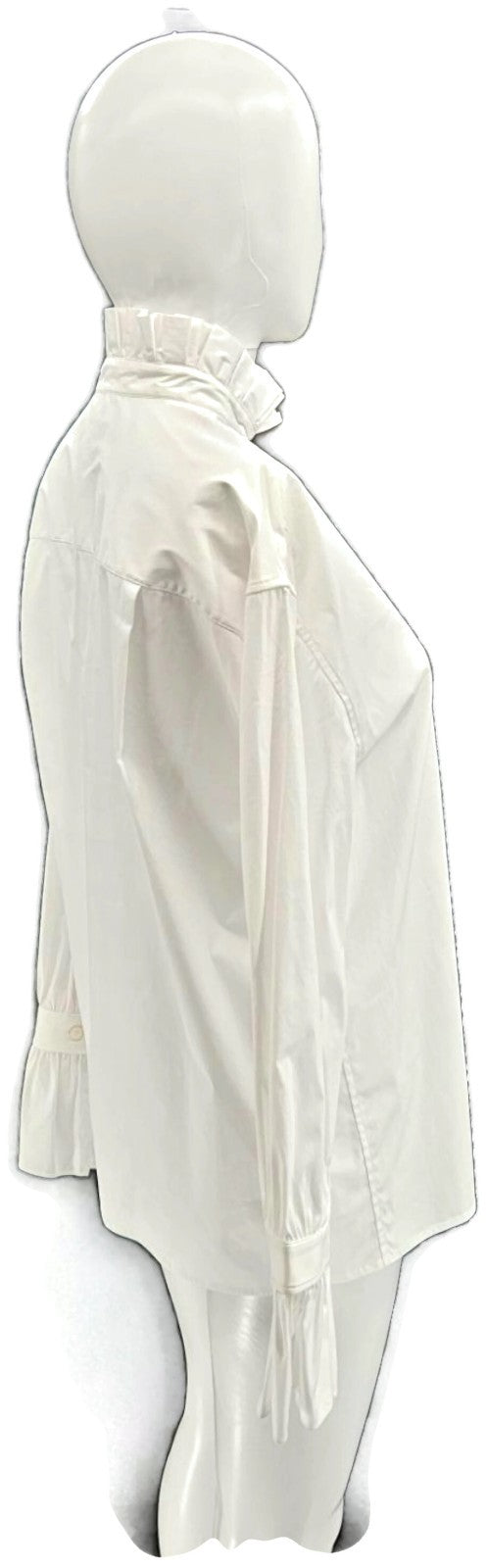 Burberry London Women's White Ruffle Collar Cuff Cotton Button Up Shirt US 6 NWT4