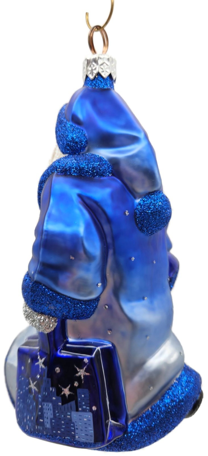 Patricia Breen City Santa Dawn Blue Silver Snowflakes Christmas Ornament11