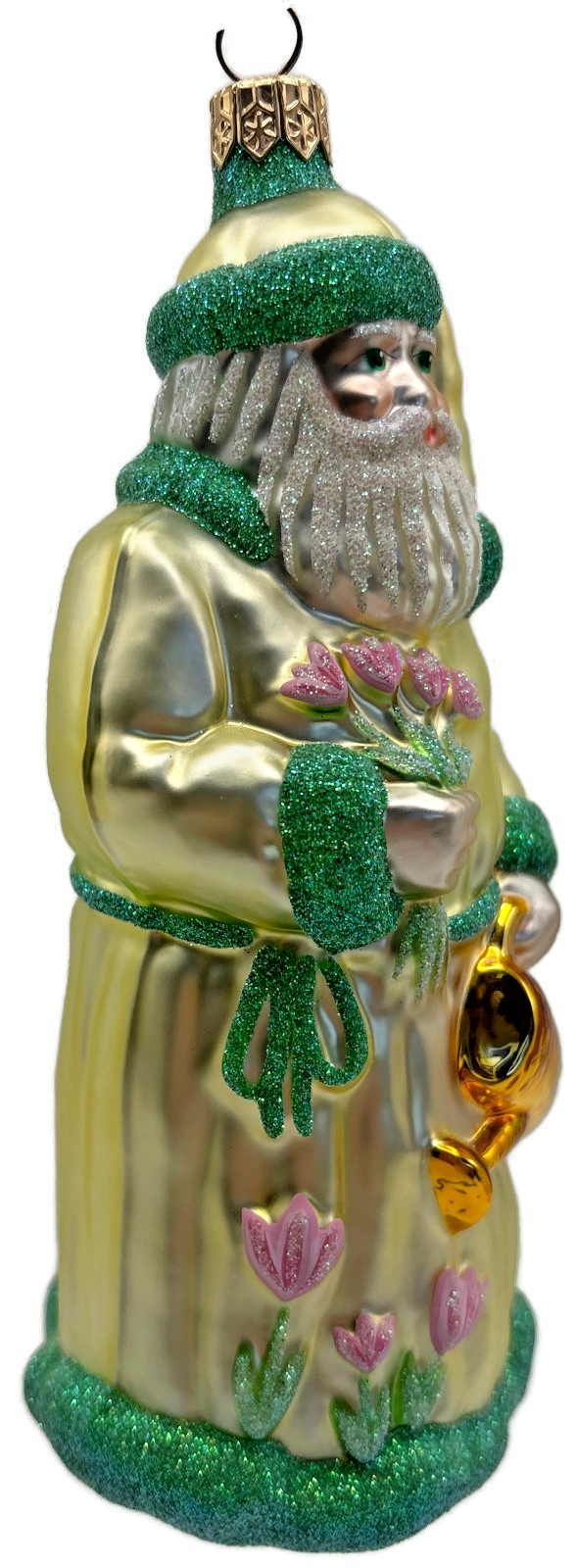 Patricia Breen Santa Dreams of Spring Yellow Pink Flower Christmas Ornament 97405