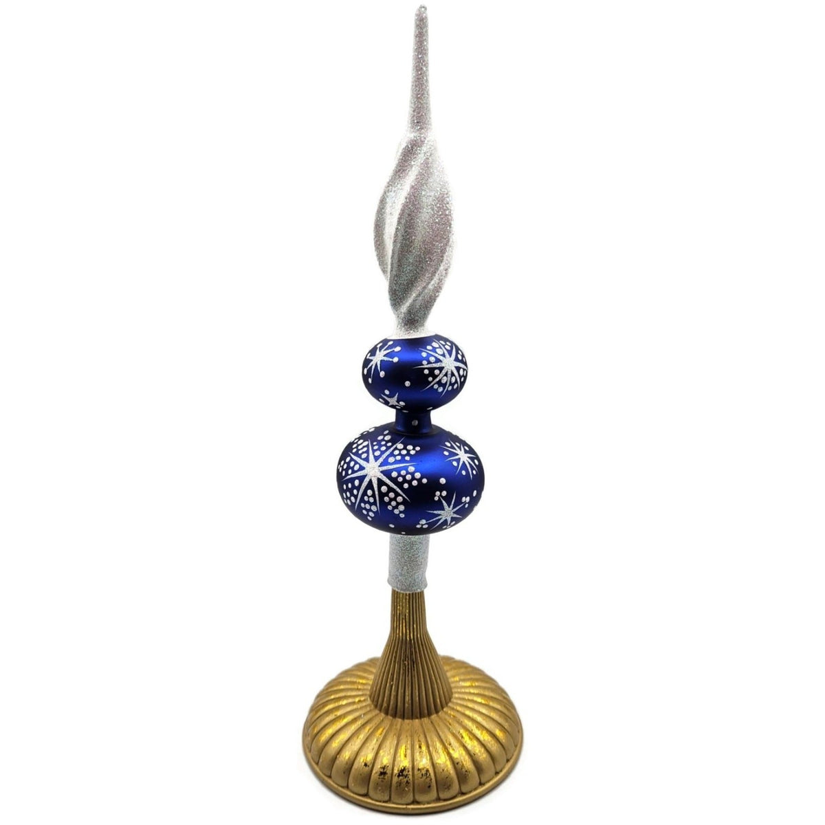 Patricia Breen Miniature Blizzard Finial Blue Glossy Christmas Tree Topper 97937