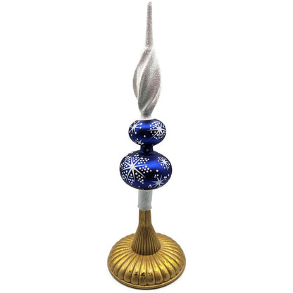 Patricia Breen Miniature Blizzard Finial Blue Glossy Christmas Tree Topper 97937