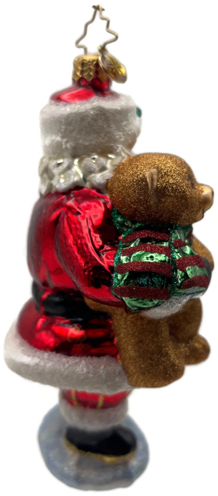 Christopher Radko 2021 The Gift of Teddy Santa Bear Glass Ornament 10206172