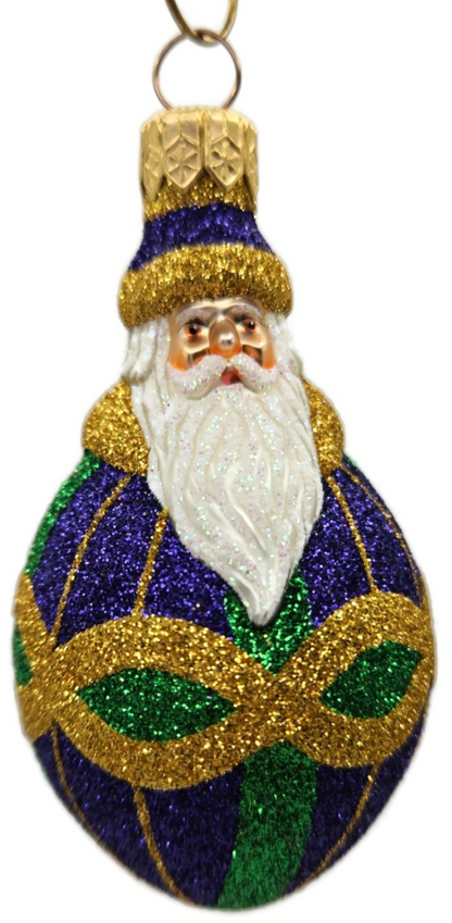 Patricia Breen Miniature Faberge Santa Plaid Purple Christmas Tree Ornament 21501