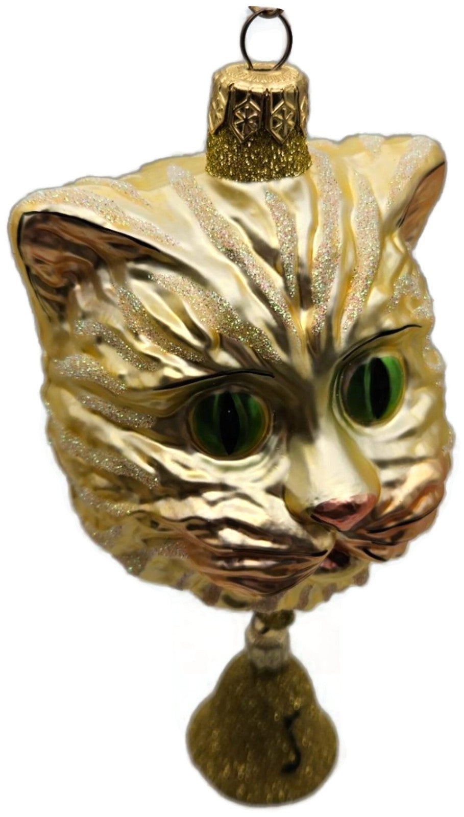Patricia Breen Here Kitty Kitty Gold Glitter Bell 2 Part Christmas Ornament 97201