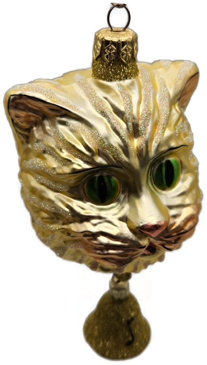 Patricia Breen Here Kitty Kitty Gold Glitter Bell 2 Part Christmas Ornament 97201