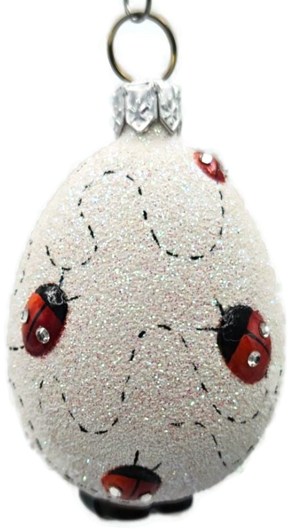 Patricia Breen Easter Egg Masquerade Ladybugs White Red Christmas Ornament 28161