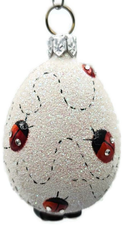 Patricia Breen Easter Egg Masquerade Ladybugs White Red Christmas Ornament 28161