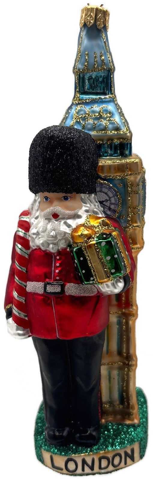London Big Ben Palace Guard Santa Glass Christmas Ornament British England UK0
