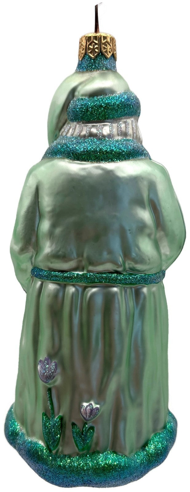 Patricia Breen Santa Dreams of Spring Flowers Gold Green Christmas Ornament 97405