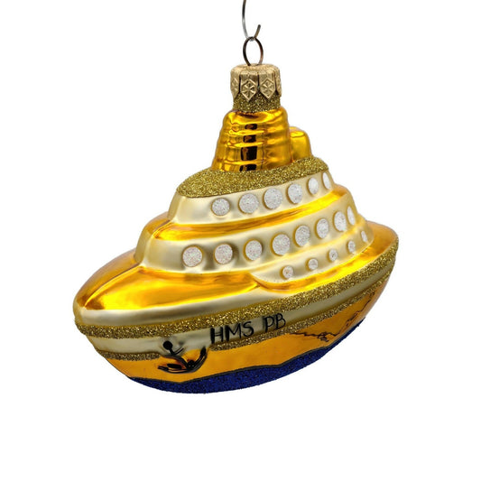 Patricia Breen HMS PB Gold Glittered Upper Deck Ship Christmas Ornament 98190