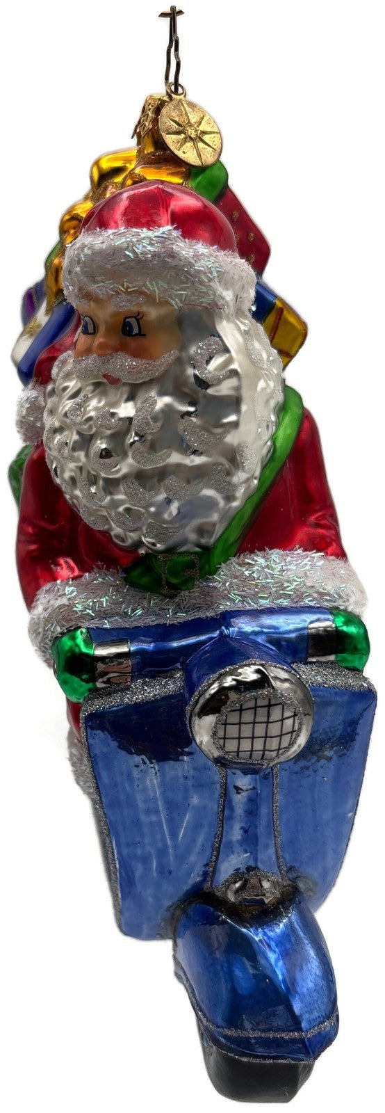 Christopher Radko Roaming Holiday Santa Scooter Glass Christmas Ornament 10141047