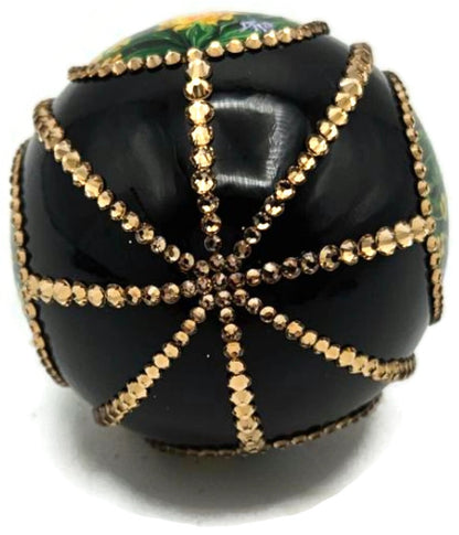 Patricia Breen Medium Egg Spring 1610 Jeweled Black Floral Easter Ornament 33149