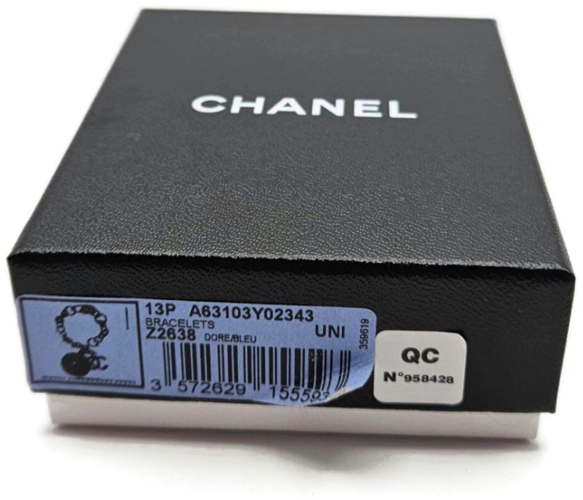 Chanel 13P A63103 No. 5 CC Medallion Charm Bracelet Light Gold Enamel 201312