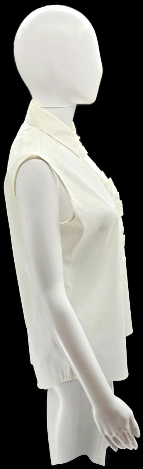 BOSS Hugo Boss Ivory Ruffle Button Front Sleeveless Blouse Women's US 6 Poland7