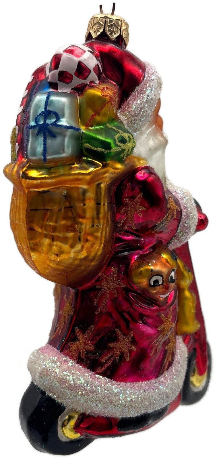 Christopher Radko Scooting Star Santa Scooter Glass Christmas Ornament 97 263 08