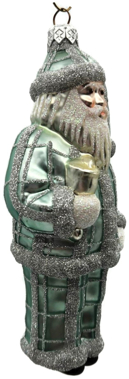 Patricia Breen Ring In The New Blue Silver Plaid Santa Christmas Ornament 97341