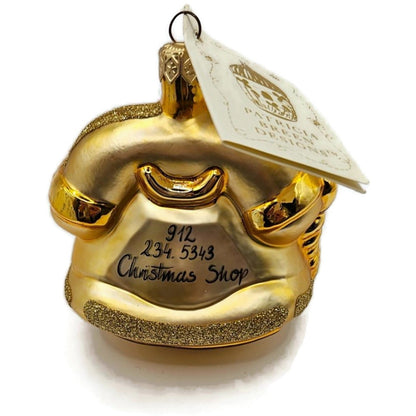 Patricia Breen Calling Anne Phone Gold Glittered Glass Christmas Ornament 95272