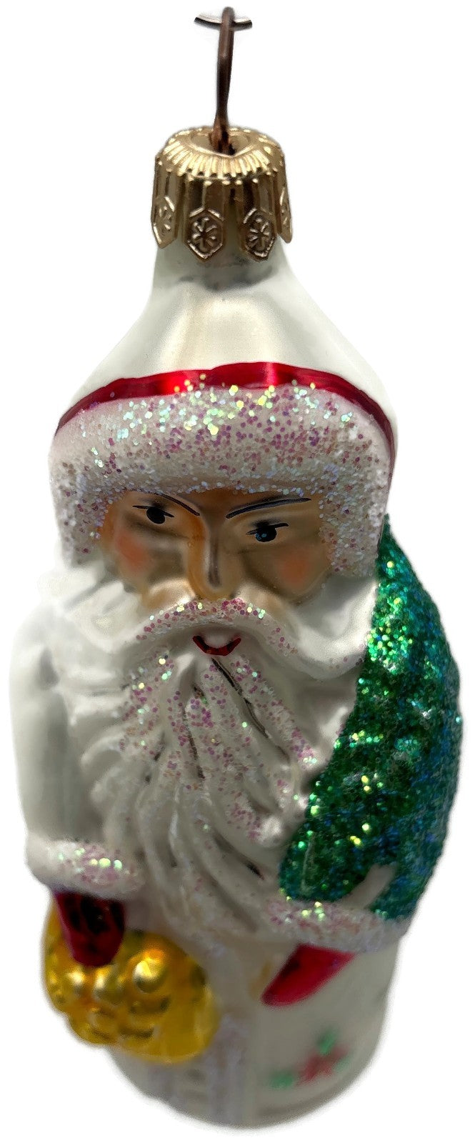 Christopher Radko Poinsettia Santa White Glass Christmas Ornament 1993 91-038-18