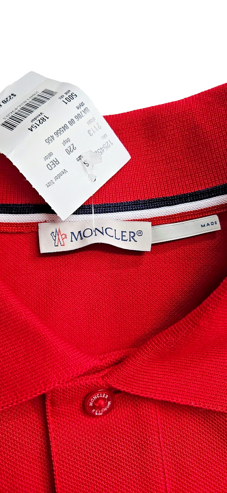 Moncler Maglia Polo Manica Corta Red Men's Size S NWT F10918A70600 8455613
