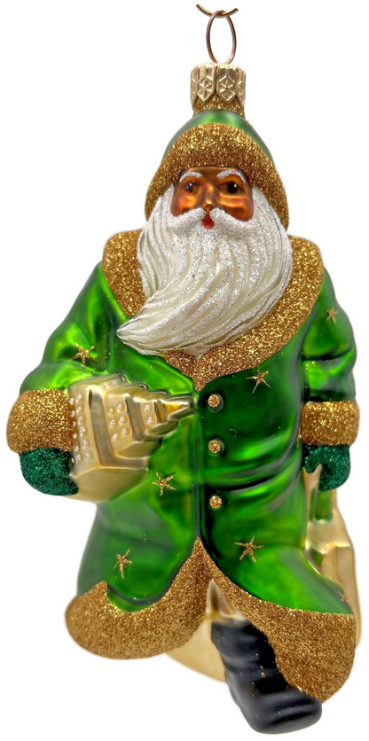 Patricia Breen City Santa Claus Green Ethnic Gold Stars Christmas Ornament 20080