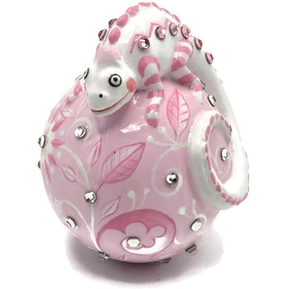 Patricia Breen Miniature Chameleon Sculpture Chinoiserie Pink Ornament CATZ 32532