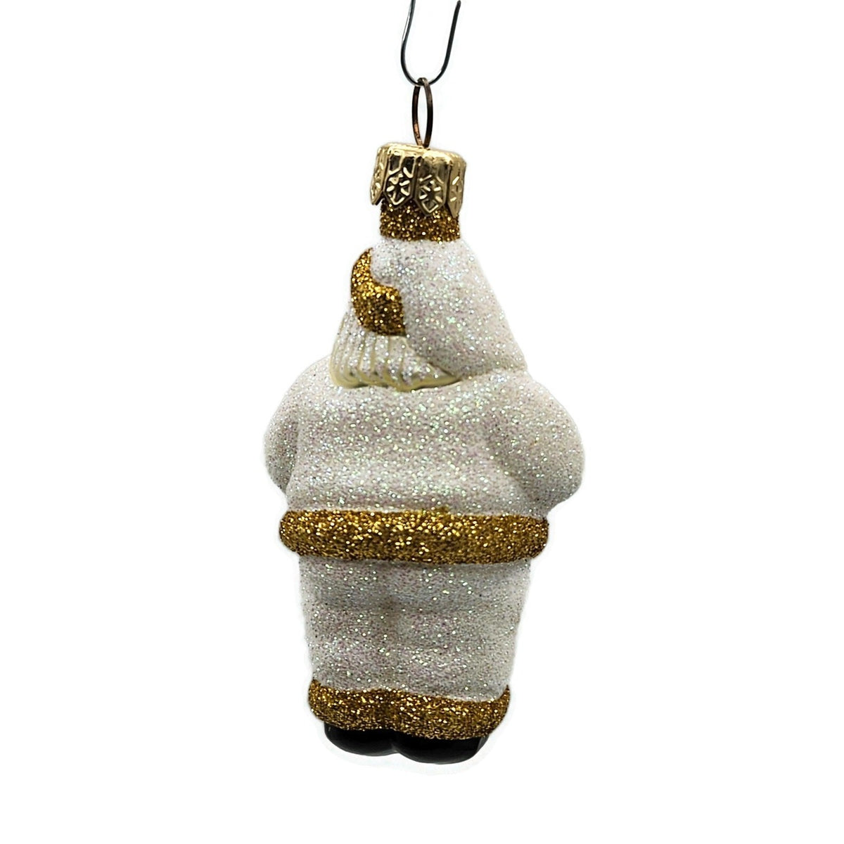 Patricia Breen Miniature Ho Ho Ho Santa Claus Pearl Gold Christmas Ornament 99455