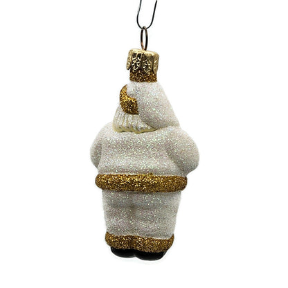 Patricia Breen Miniature Ho Ho Ho Santa Claus Pearl Gold Christmas Ornament 99455