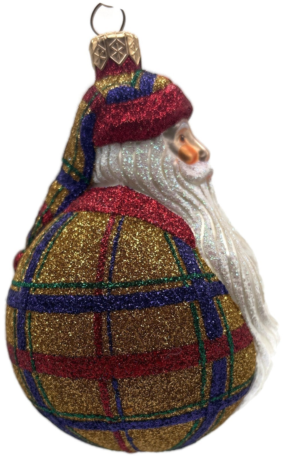 Patricia Breen Santa Du Monde Plaid Red Gold Christmas Tree Ornament CATZ 21312