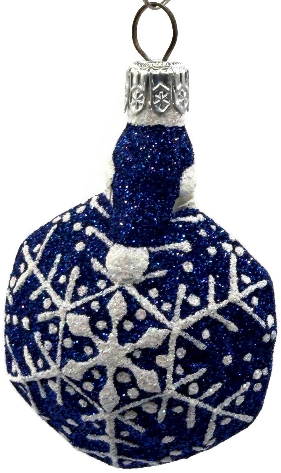 Patricia Breen Snowflake Noel Blue Santa Hexagon Glass Christmas Ornament 225710