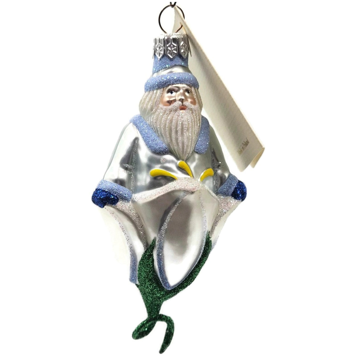 Patricia Breen Bluebell Santa Glittered Snowflake Spring Christmas Ornament 99953