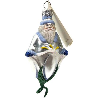 Patricia Breen Bluebell Santa Glittered Snowflake Spring Christmas Ornament 99953