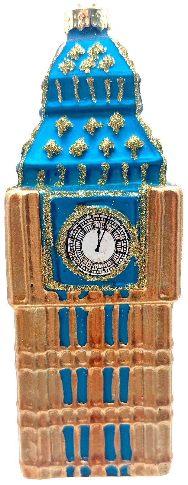 London Big Ben Clock Tower Blue Gold Glass Christmas Ornament England UK3