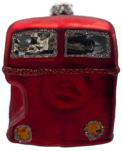 St Nicholas Square London Double Decker Bus Red Glass Christmas Ornament3