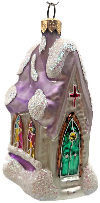 Christopher Radko 1997 Midnight Mass Lavender Cream Church Ornament 95 913 21