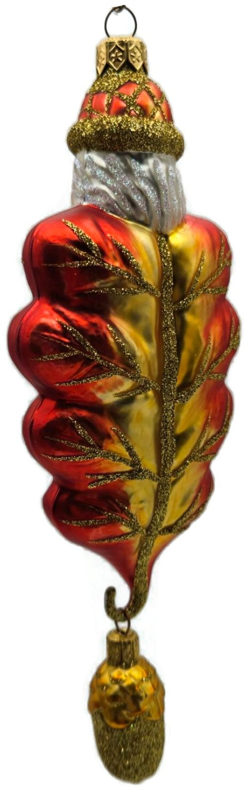 Patricia Breen Oak Leaf Santa Orange Matte Fall 2 Part Christmas Ornament 97325