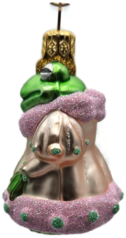 Patricia Breen Frog Princess Miniature Pink Green Dots Christmas Ornament 98132