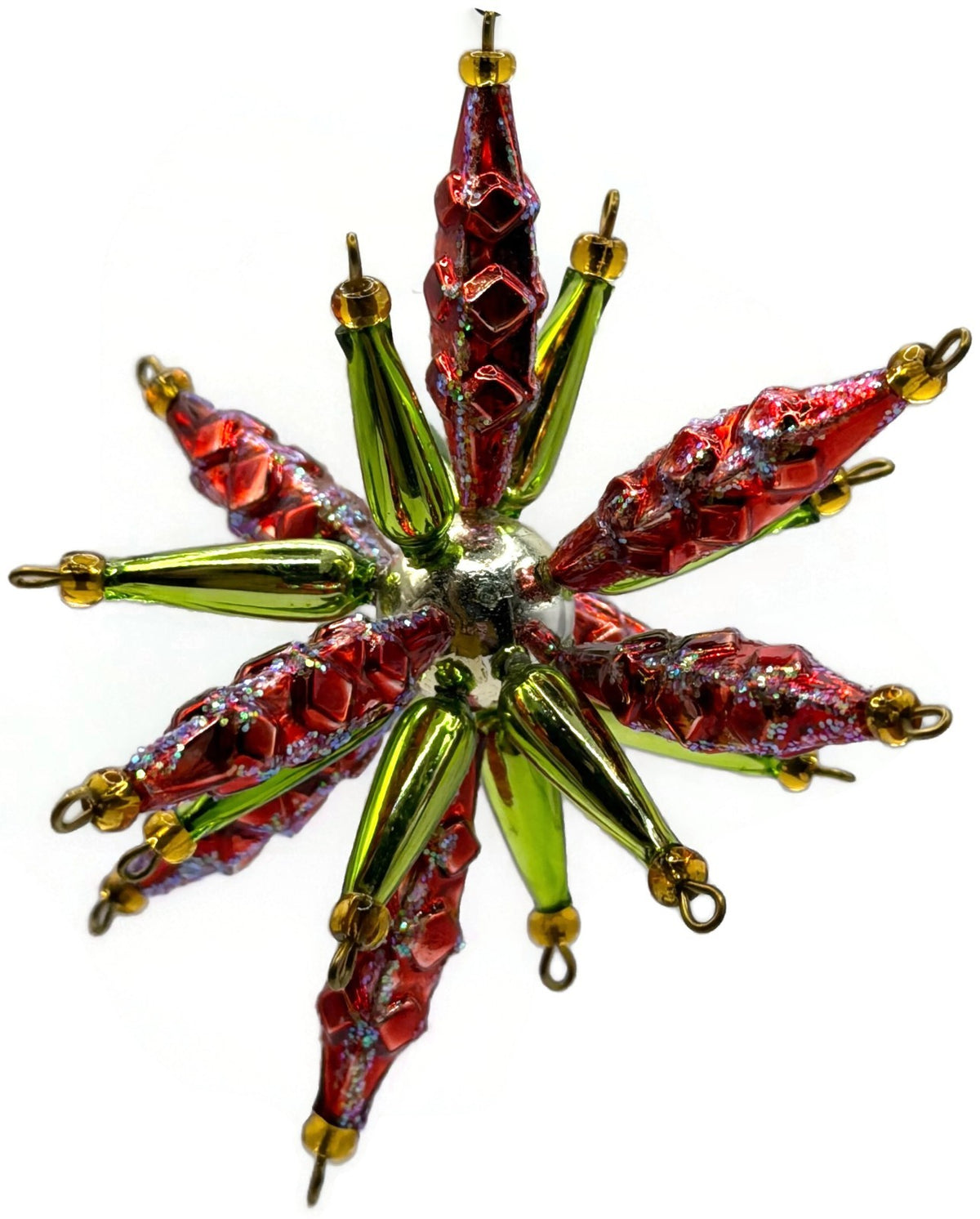Christopher Radko Star Bright Red Green Beaded Christmas Ornament 99 391 01