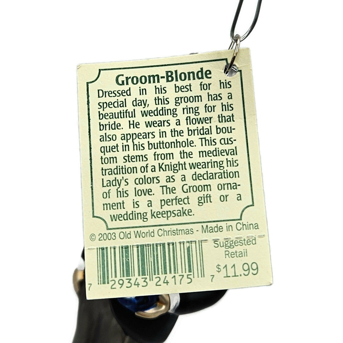 Old World Christmas Groom Blonde Black Suit Wedding Keepsake OWC Tree Ornament6