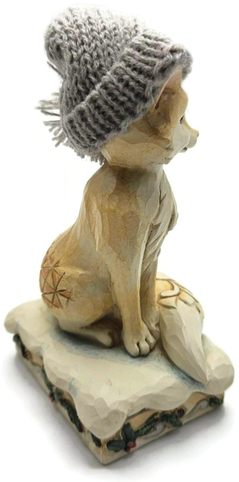 Jim Shore White Woodland Foxy Festive Spirit Fox Knit Hat Christmas Figurine3