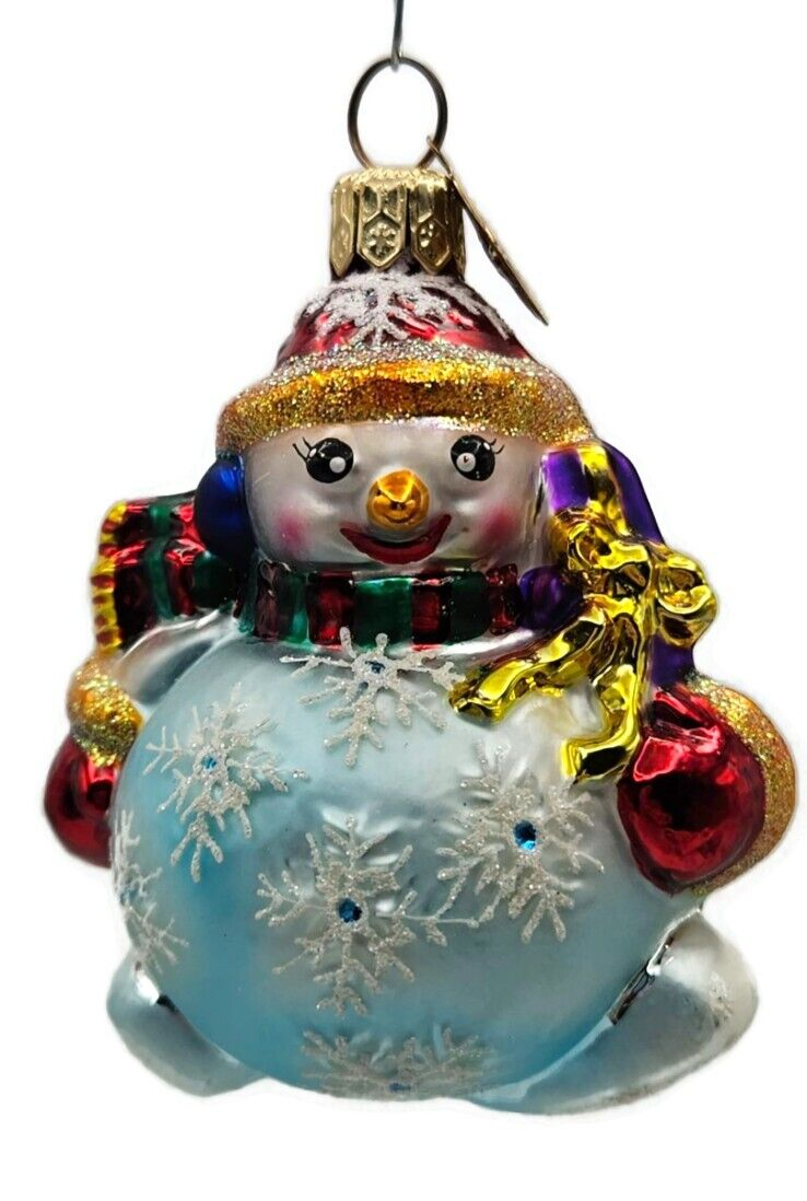 Christopher Radko Chubby Cheer Gem Snowman Christmas Tree Ornament 00-521-QVC