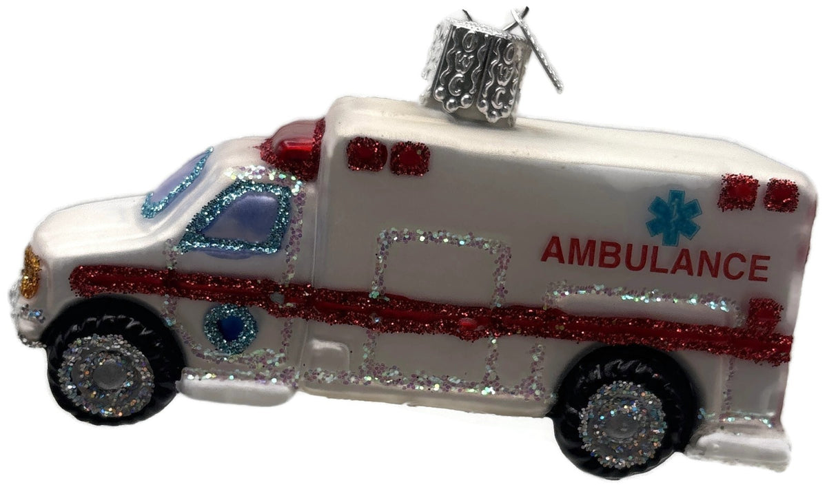 Old World Christmas Ambulance EMT Paramedic Glass Christmas Ornament OWC 460226