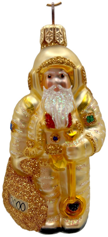 Patricia Breen Miniature Millennium Santa Gold Christmas Tree Ornament 99480
