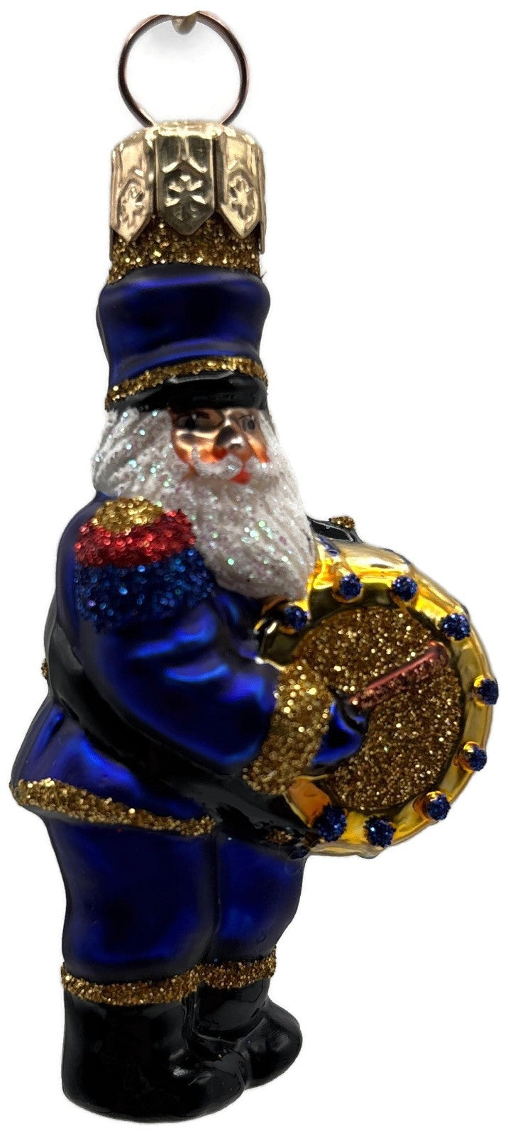 Patricia Breen Drummer Santa Claus Blue Gold Musical Christmas Ornament 21451