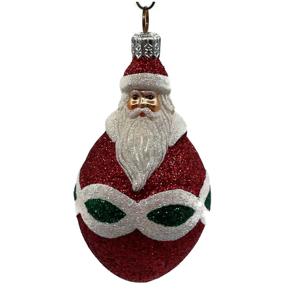 Patricia Breen Miniature Faberge Santa Red Green Glass Christmas Ornament 21500