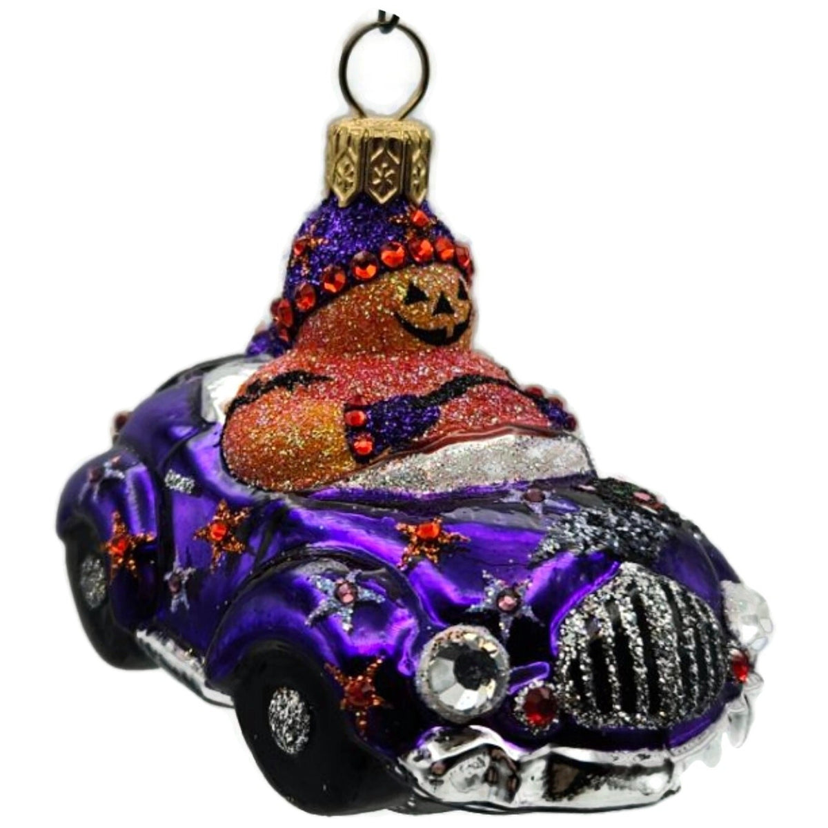 Patricia Breen Snow Mobile Purple Jack o Lantern Glass Halloween Ornament 24760