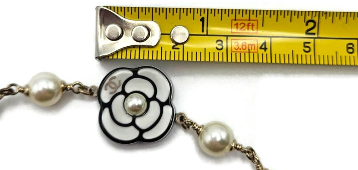 Chanel B19B Camellia Faux Pearl Crystal CC Long Necklace 2019 Gold w/ Box14
