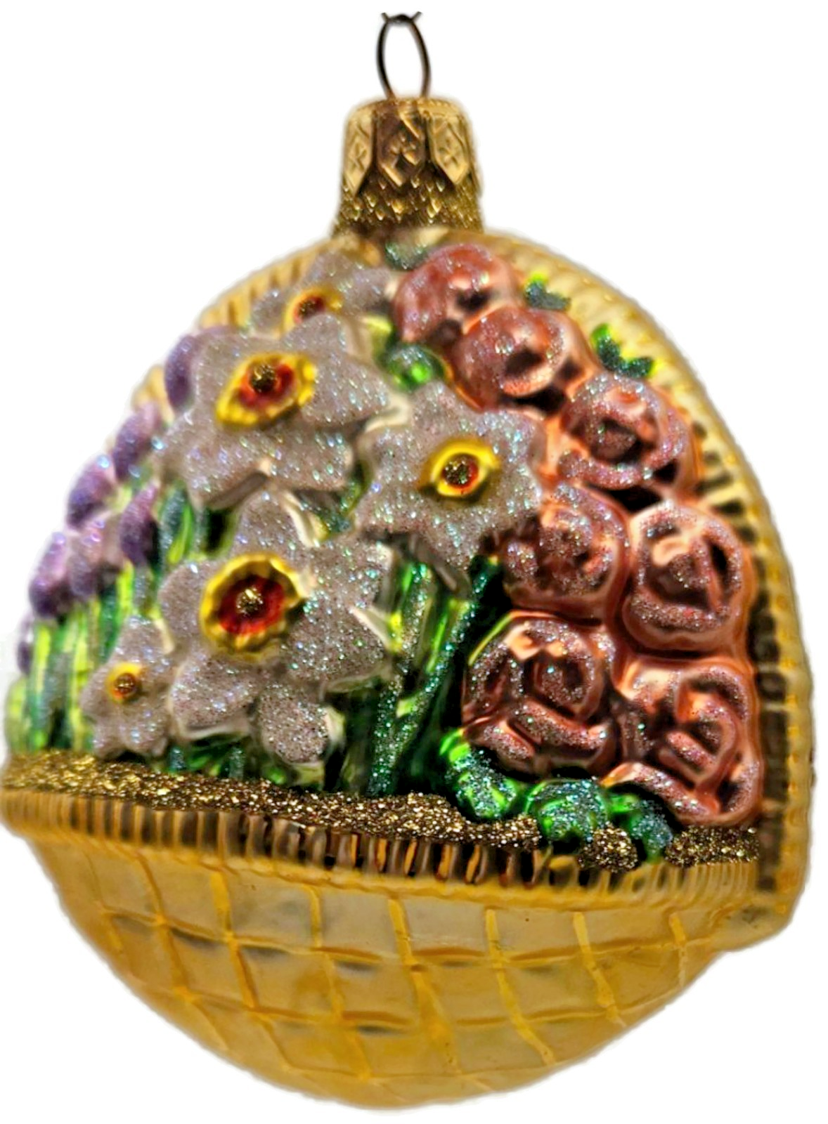 Patricia Breen Flowers For My Love Purple Tulip Gold Basket Spring Ornament 96131