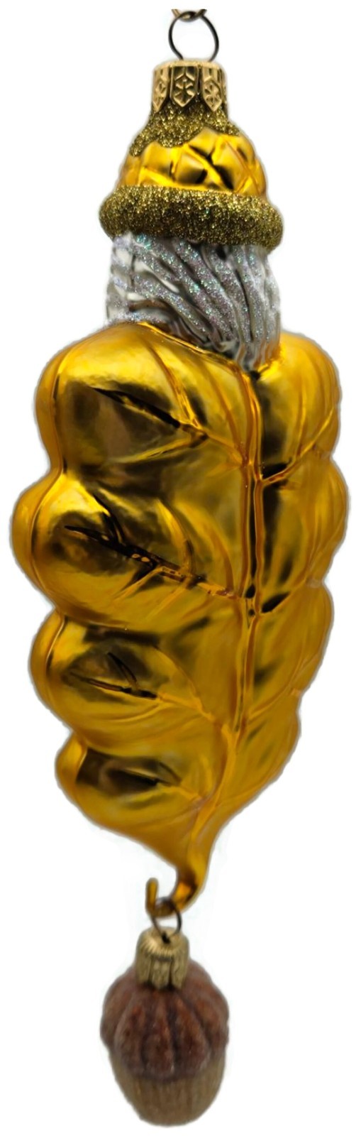 Patricia Breen Oak Leaf Santa Gold Glitter Acorn 2 Part Christmas Ornament 97322