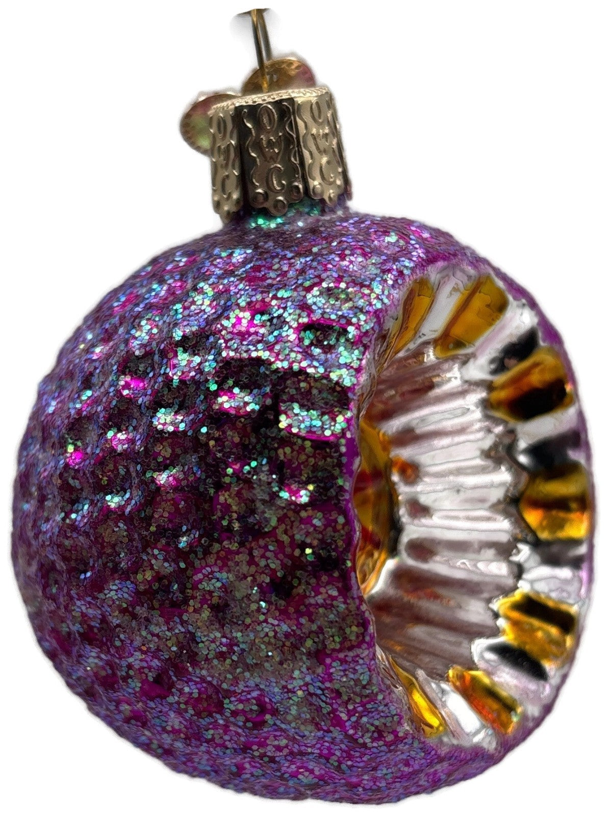 Old World Christmas Purple Multi-Indented Reflector Glass Ornament OWC 420042
